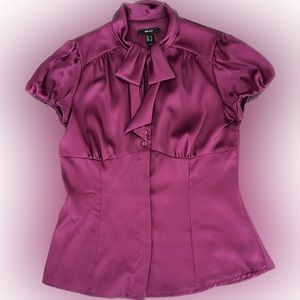 MANGO blouse with bow-tie at neck. Gorgeous colour!